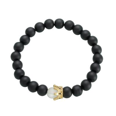 China Wholesale natural stone bracelet simple fashion flashstone crown bracelet men's and women's beads for sale