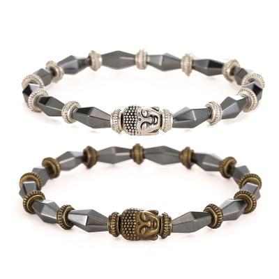 China New Religious Gallstone Buddha Head Bracelet Men and Women European and American Black Bracelets for sale