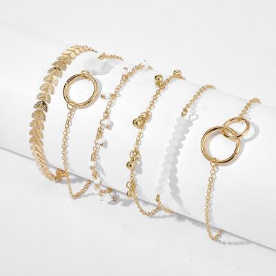 China European personality circle cute combination of 6 pieces small simple and American bracelet flower and leaf bracelet for sale