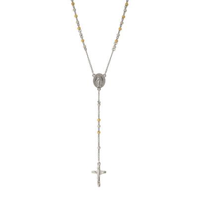 China Stainless Steel Jewelry Chain Religious Wholesale Jesus Cross Y Shape Link Chain 4MM Long Hand Bead Necklace for sale