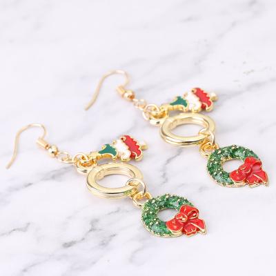 China Christmas Casual/Sporty Earrings For Women Creative Christmas Crochet Drop Dangle Lovely Santa Claus Deer Wreath Eardrop Xmas Party Gift Earring for sale