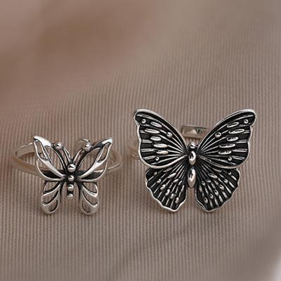 China Silver Fairy Bohemia Female Bohemia s925 Temperament Butterfly Ring Personalized New Cold Wind Ring Customized Silver Ring for sale