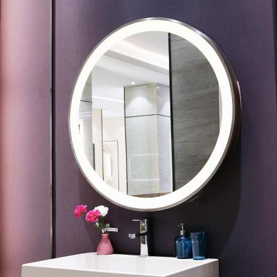 China KEZE Illuminated Modern Back / Gold Customized Round Frame Mirror Decorative LED Wall Mirror for sale