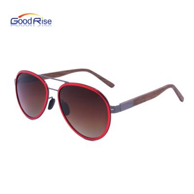 China Retro Fashion Sunglasses China Handmade Metal Frame Wooden Aviation Glass Driving Sunglasses for sale