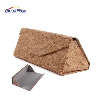 China GR-c01 Toughness Interesting New Products Wholesale Custom Cork Triangle Sunglasses Cases Wooden Sunglasses Cases for sale