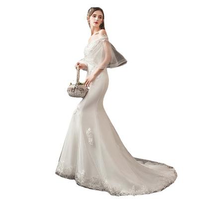 China S683F New Anti-wrinkle Lace Off Shoulder Slim Super Fairy Little Mermaid Wedding Dress for sale