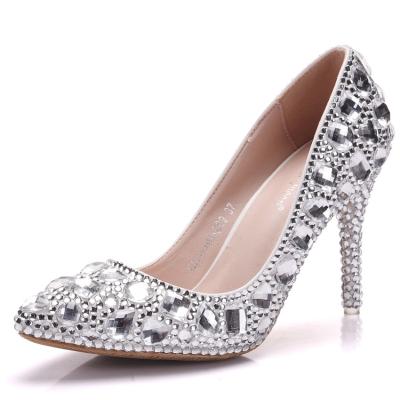 China S0245B 2021 Fashion Trend New High Quality Large Size High Heels Rhinestone Crystal Wedding Shoes Women's Sandals for sale