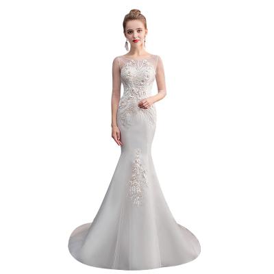 China S606 Wholesale Mermaid Dress Fashion Round Neck Slim Fit Manufacturer Custom Made Wedding Dress Anti-wrinkle for sale