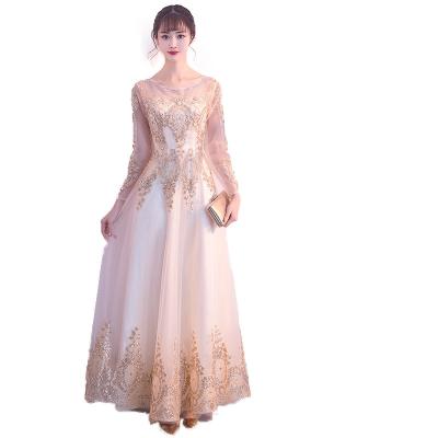 China New Elegant S655F Anti-wrinkle Sequin Lace Banquet Host Dance Performance Party Dress Dress for sale