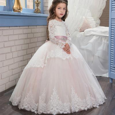 China New Style S643F Winter Prom Bridesmaid Long Sleeve Tutu Sleeveless Double Lace Wedding Princess Dress for sale