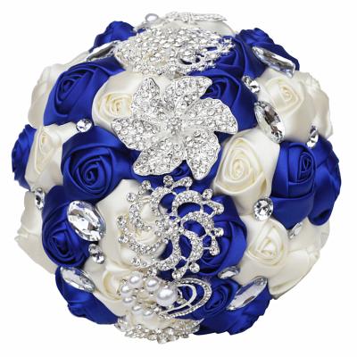 China Wedding Decoration S270F Rhinestone Wedding Bridal Supplies Romantic Handmade Ribbon Bouquets for sale