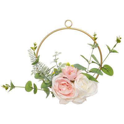 China New iron wrought iron decoration S195A creative wedding door frame wall hanging decoration bridal flower wedding romantic bridesmaid hand wreath for sale