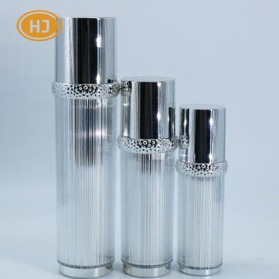 China 30ml 60ml 120ml Recyclable Silver Airless Cream Frosted Airless Pump Bottle Refill Lotion Airless Bottle With Silver Spray Cap for sale