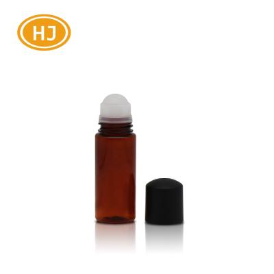 China Eco-friendly Manufacturer In 70ml Amber Color Round Shape Plastic PET Air Freshener Roll On Oil Bottle for sale