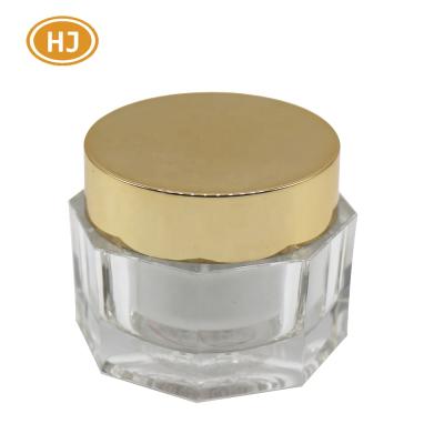 China Skin Care Cream 50g Cosmetic Private Label Octagonal Acrylic Jar With Gold Lid for sale