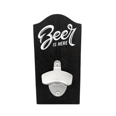 China Other vintage wooden wall mounted bottle opener with signs, ideal gift for men and beer lovers, use as home bar decoration for sale