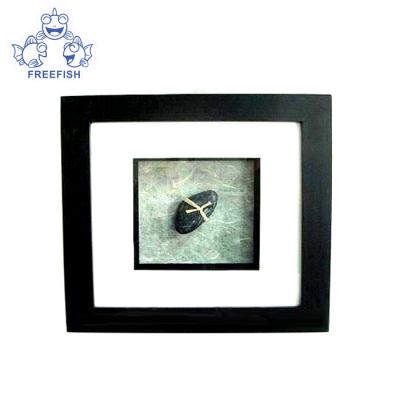 China Decorative Wood Shadow Frame, Black Display Shadow Box View With Gray Background And Stone - Ready To Hang Shadowbox Picture Frame for sale