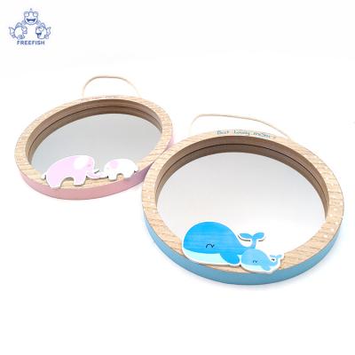 China Decorative Rustic Chic Porthole Mirror Set of 2 Boho, Round Wood Frame Mirrors for sale