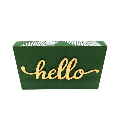 China 'Hello' Wood Designs Wooden Wall Sign Beach House Decor Sign Box, Shadow Box With Three-Dimensional Letters for sale