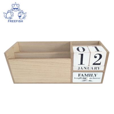 China Europe Customized FSC Desk Or Home Decorative Cube Desk Block Calendar Pen Holder Wood For DIY Projects Natural for sale