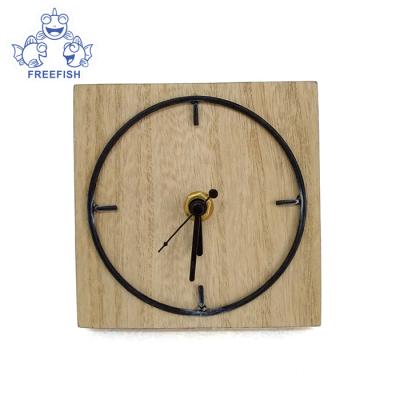 China Customizable Antique Style Farmhouse Metal and Wood Whisper Quiet Ticking Wall Clock (Unpolished Natural Color) for sale