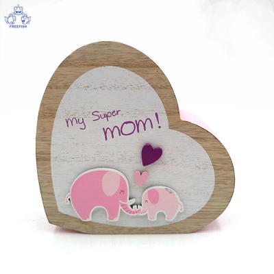 China Creative Coin Hobby Decorate DIY Treasure Box Saving Box Heart Shaped Wooden Craft for sale