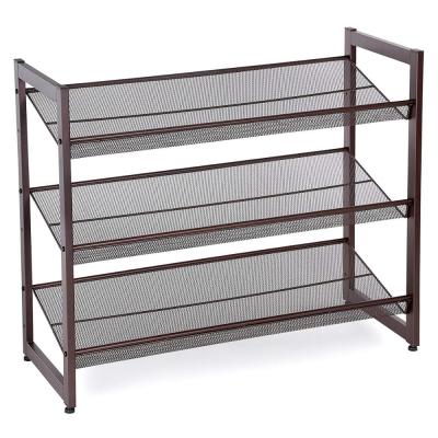 China 3 Tier Shoe Rack Wholesale Portable Bronze Mesh Layer for sale