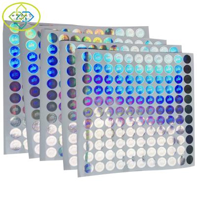 China Anti-Counterfeit Silver Rainbow Laser Round Disposable Anti-Counterfeiting Label With Laser Effect for sale