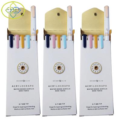 China Schools & Offices Customized Gold Card Paper Gold Foil LOGO UV Printing Watercolor Pen Protruding Packaging With Rope Buttons for sale