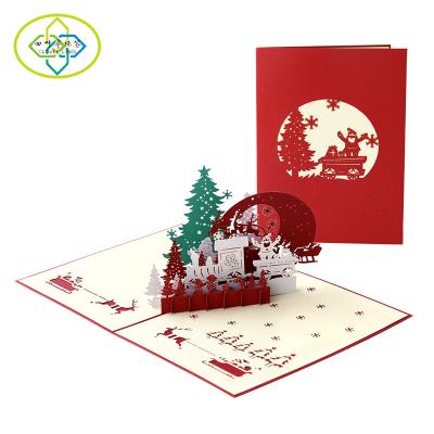 China Wholesale Card Gifts Christmas Europe Holiday Luxury Art Paper Decoration 3D Greeting Christmas Card for sale