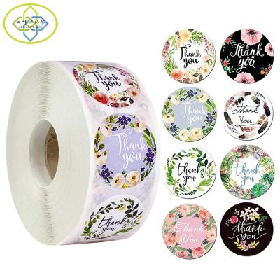 China Scratch Off Custom Circular Thank You For Your Label, Handmade Gift Merchandise Sticker, Thank You For Your Flower Label for sale