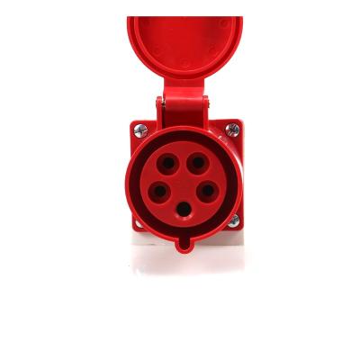 China Insurance Industrial Commercial Plugs And Sockets Ip44 Waterproof 32A Outdoor Industrial Socket 5Pin 3P+N+E Open Installation Socket for sale