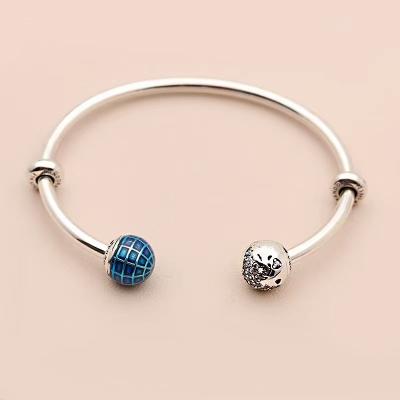 China New Aperture S925 Bracelet CLASSIC Silver Star Series Blue Earth Charm Bracelet With Logo Men Women Original Gift Diy Making for sale