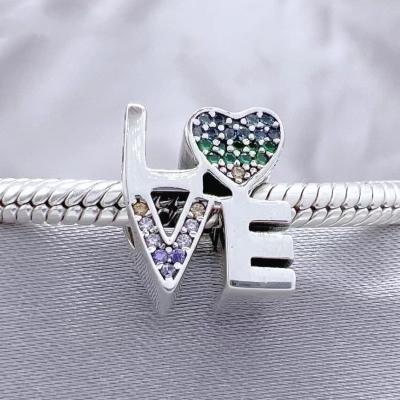 China S925 Sterling Jewelry LOVE Fashionable Hot Silvery Dense Color Diamond Charm Fitpandoraers Bracelet With Original Zircon Logo Women for sale