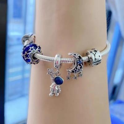 China Fitpandoraers Fashionable Pendant Bracelet Glass Star River Bright Astronaut Jewelry2022 Original Brand Logo Made Accessories Charm for sale