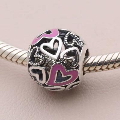 China Hot Vintage Heart Vintage Round Beads Fit Bracelet Silver Belt Fit Logopandoraer DIY Jewelry For Charm Making Women Gift S925 for sale