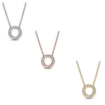 China Original HOT TRENDY Logo Jewelry Rose Gold Necklace Women's 3 Color S925 Clavicle Clavicle Silver Pandaoraers Gift for sale