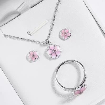 China FASHIONABLE hot set of S925 silver flower jewelry set original bracelet luxury rose ring Jewelrydo pendant match logodorasr pan for sale