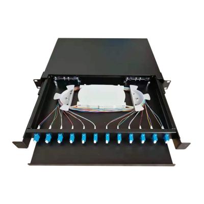 China LAN Various High Quality Fiber Optic Patch Panel Single Sided Duplex Rack Mounted Fiber Optic Patch Panel SC LC UPC APC 12 Port for sale