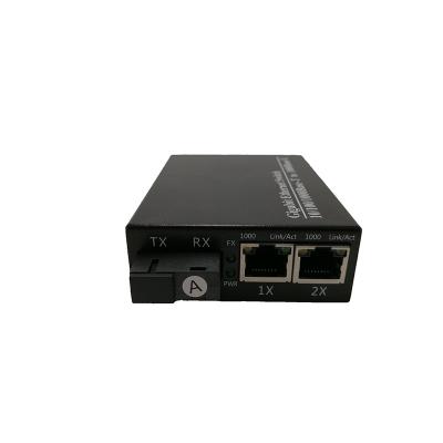 China 1000Base-FX 1000Base-T Ethernet Network Media Converter 2 Gigabit Dual Port SC RJ45 Media Converter Optical Fiber to Ethernet for sale