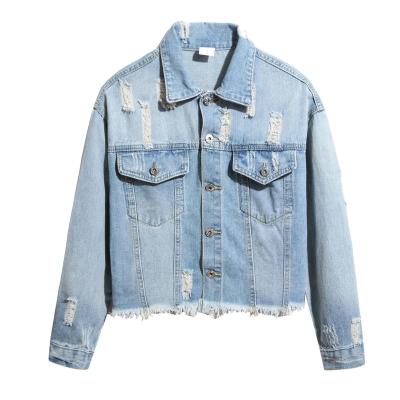 China Factory new wholesale customized women's denim QUICK DRY long sleeved short casual slim jacket teardrop denim jacket for sale