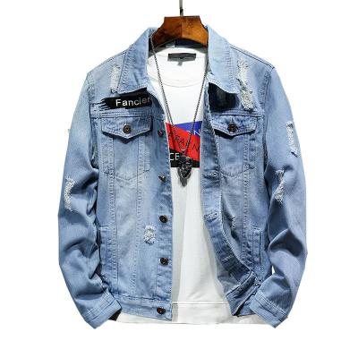 China Factory hot sale products men's teardrop wear big fashion print youth denim jacket QUICK DRY loose casual fashion jacket wholesale for sale