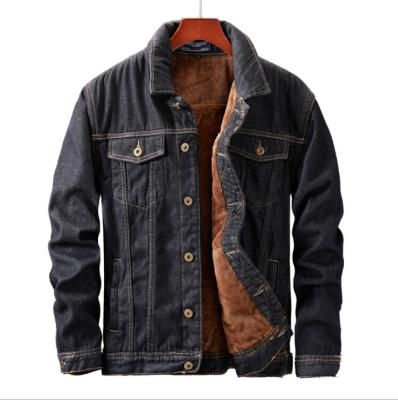 China Factory wholesale men's winter men's denim jacket QUICK DRY plush thickened big fit warm loose casual thin jacket trend denim jacket for sale