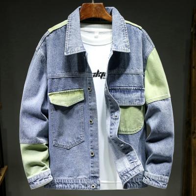 China Wholesale Big Men's Denim Jacket Youth Loose Custom Splicing Men's Casual Coat Factory Customized QUICK DRY for sale