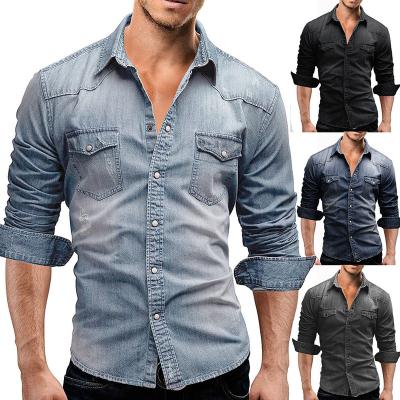 China Wholesale Customized Denim Longs Shirt Jacket QUICK DRY Simple Sleeved Shirt Men's Big Shirt Jacket for sale