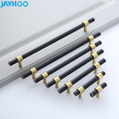 China Wonderful Electroplating Brass Pull Rod Ring Pull Rod Black Round Bedroom Wardrobe Furniture Hardware Drawer Handle for sale