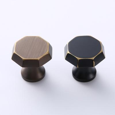 China Wonderful New Design Plating Simple Eight Sides Hole Brass Knobs Kitchen Cabinet Knobs Hardware for sale