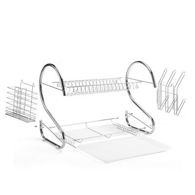 China Good quality 2021 viable hot selling 2 tier dish drying rack with dry tray dish rack for sale