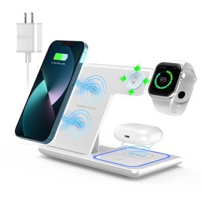 China Qi 3 in 1 Wireless Charger Dock for iWatch AirPods 3/2/Apple iPhone Pro/iWatch/Airpods iPhone/XS/XR for sale