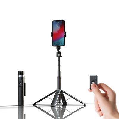 China Fold Cell Phone Tripod Stand with LED Light Mini Selfie Stick Remote Fill for iPhone and Android Handheld All in One Phone Stick for sale